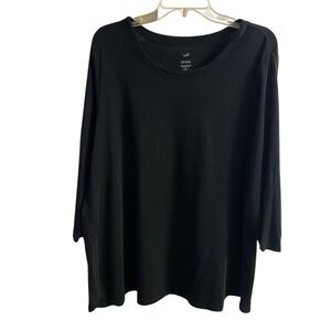 J. Jill Black Long Sleeve Pima Cotton Tee